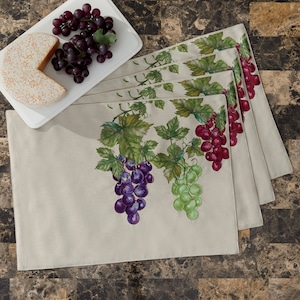 Embroidered Grape Placemat Set, , large
