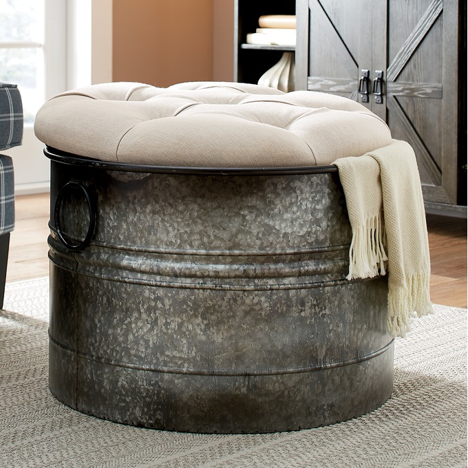 Galvanized Bucket Ottoman | Country Door