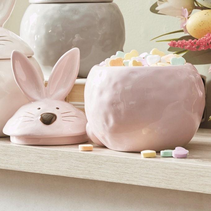 Bunny Shaped Ceramic Container, Pink, large