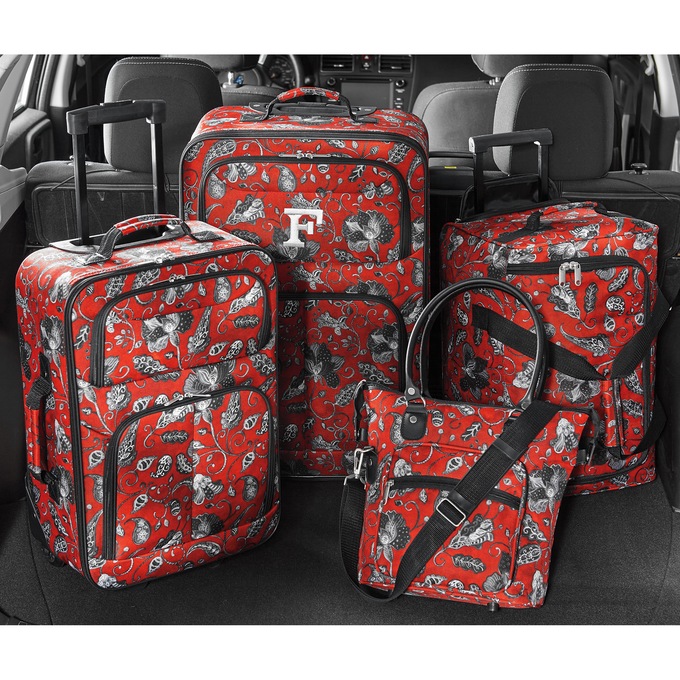 4-Piece Vintage Floral Luggage Set, , large