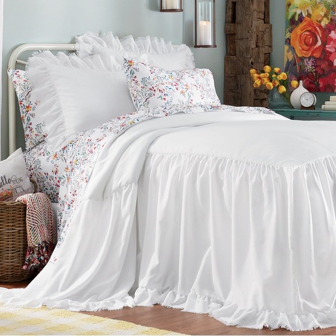 Linen ruffle skirt bedspread discount