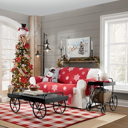 Reversible Snowflake Quilted Furniture Protector, , large