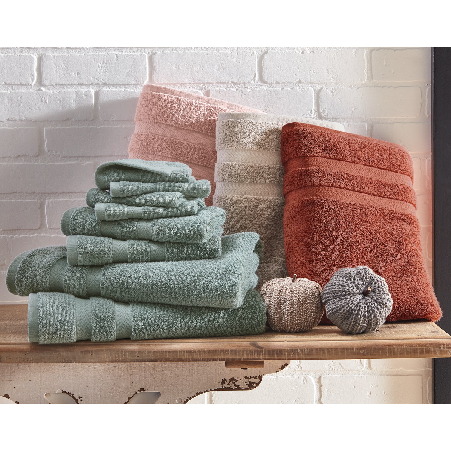 8pc Cotton Bath Towel Set Coral