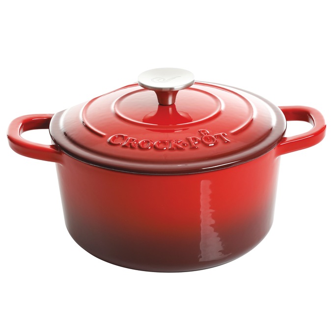 Crock Pot Artisan 3-qt. Enameled Cast Iron Dutch Oven with Lid, Gradient Red, large