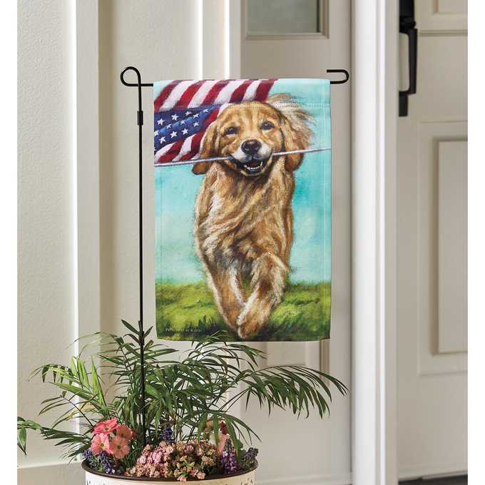 Americana Dog Garden Flag and Stake, , large
