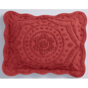 Scalloped and Tufted Cotton Chenille Sham with Scrolls, , large