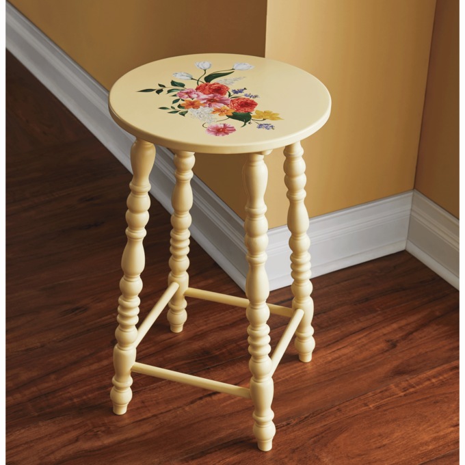 Floral Spindle Stool, , large
