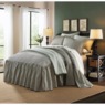 Ticking Stripe Ruffled Bedspread, , large