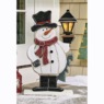 Chunky Wood Snowman with Lantern, , large