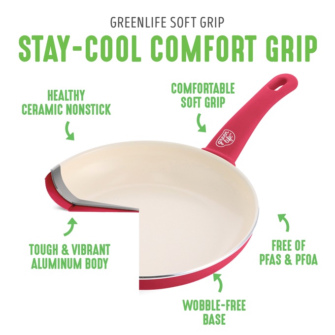 Set of 2 Greenlife Soft-Grip Ceramic Saucepans, , large
