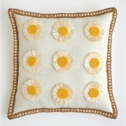 Daisy Pom Pom Pillow, , large