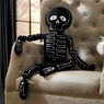 Pete the Sherpa Skeleton Accent Pillow with Embroidered Accents, Black White, large