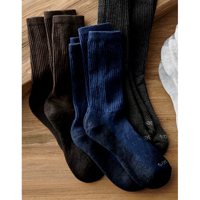 Dickies 6-Pair Pack Men's Dri-Tech Crew Socks, Brown Navy, large
