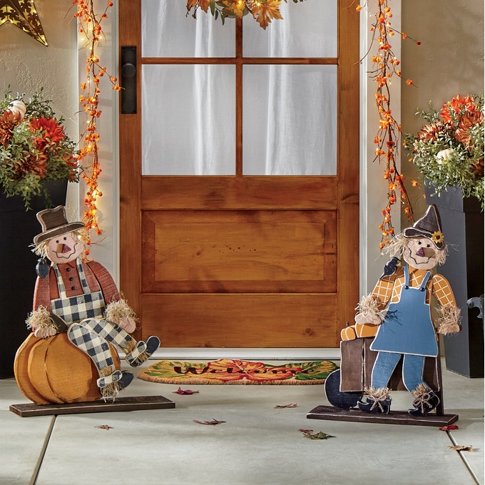Chunky Wood Scarecrows - Buy Both and Save, , large