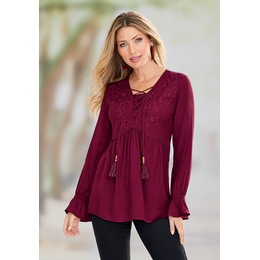 Ginger Spice Peasant Top, Wine, large