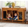 Barn Door Double Pet Kennel with Storage, , large