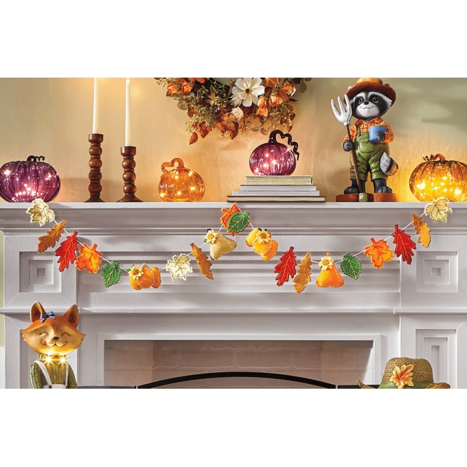 Fall Leaves and Pumpkins Novelty Garland, , large