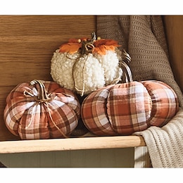 Set of 3 Fabric Pumpkins, , large