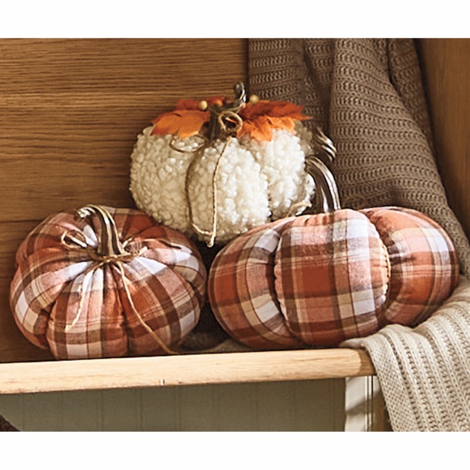 Set of 3 Fabric Pumpkins, , large
