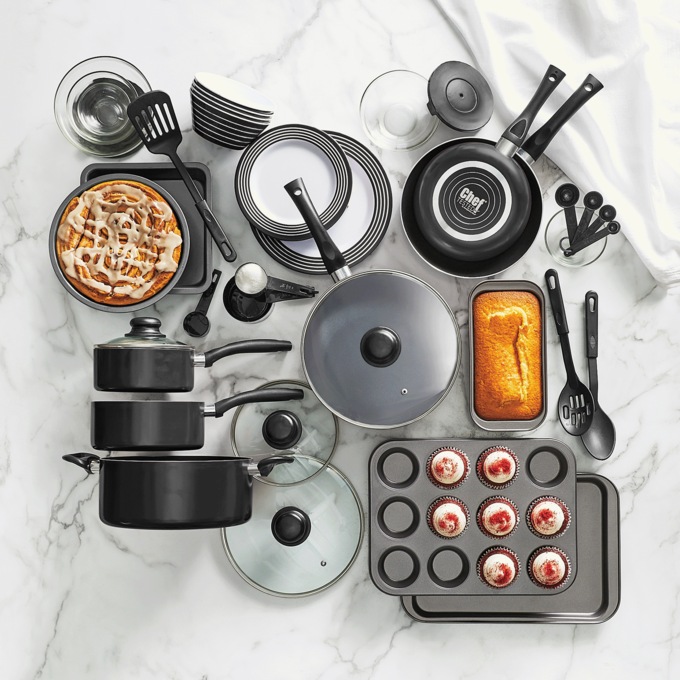 Chef Tested 50-Piece Mega Kitchen Set by Wards, Black, large