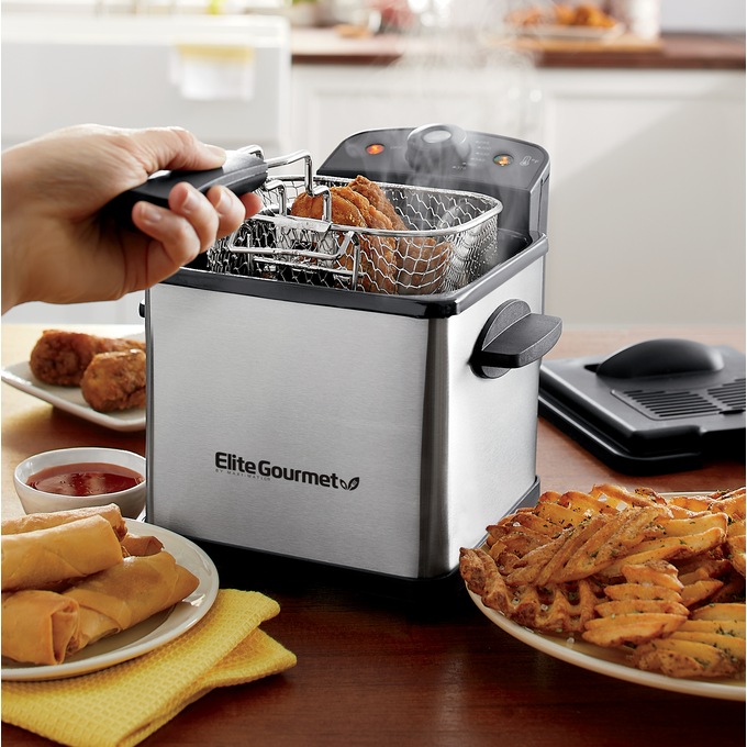 1.6 Qt. Electric Immersion Deep Fryer with Lid – Shop Elite Gourmet - Small  Kitchen Appliances