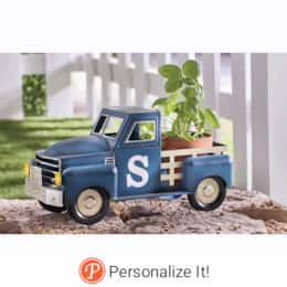 Lighted Blue Truck Planter, , large
