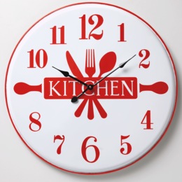 Retro Red Kitchen Clock, , large