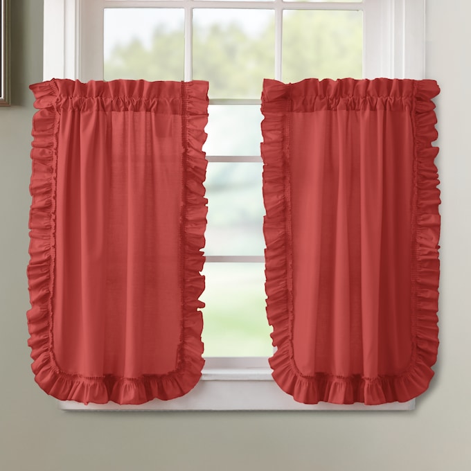 Mayfair Romantic Ruffled Semi-Sheer Cape Cod Tier Pair, , large