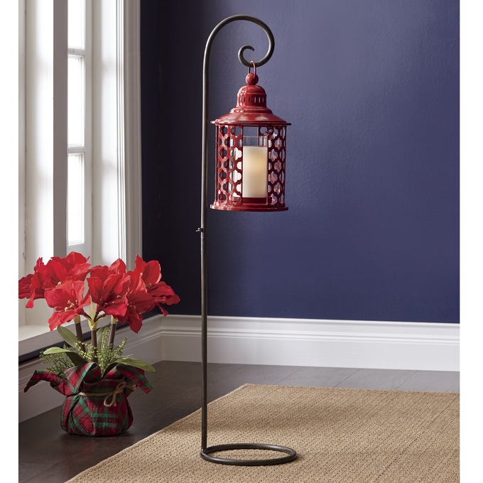 Red Lantern With Stand Country Door