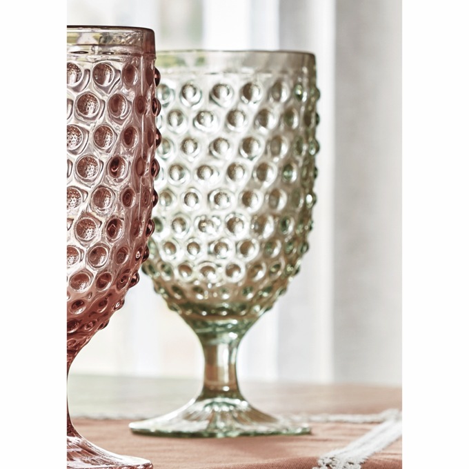 Set of 4 Martha Stewart Hobnail Goblets, , large