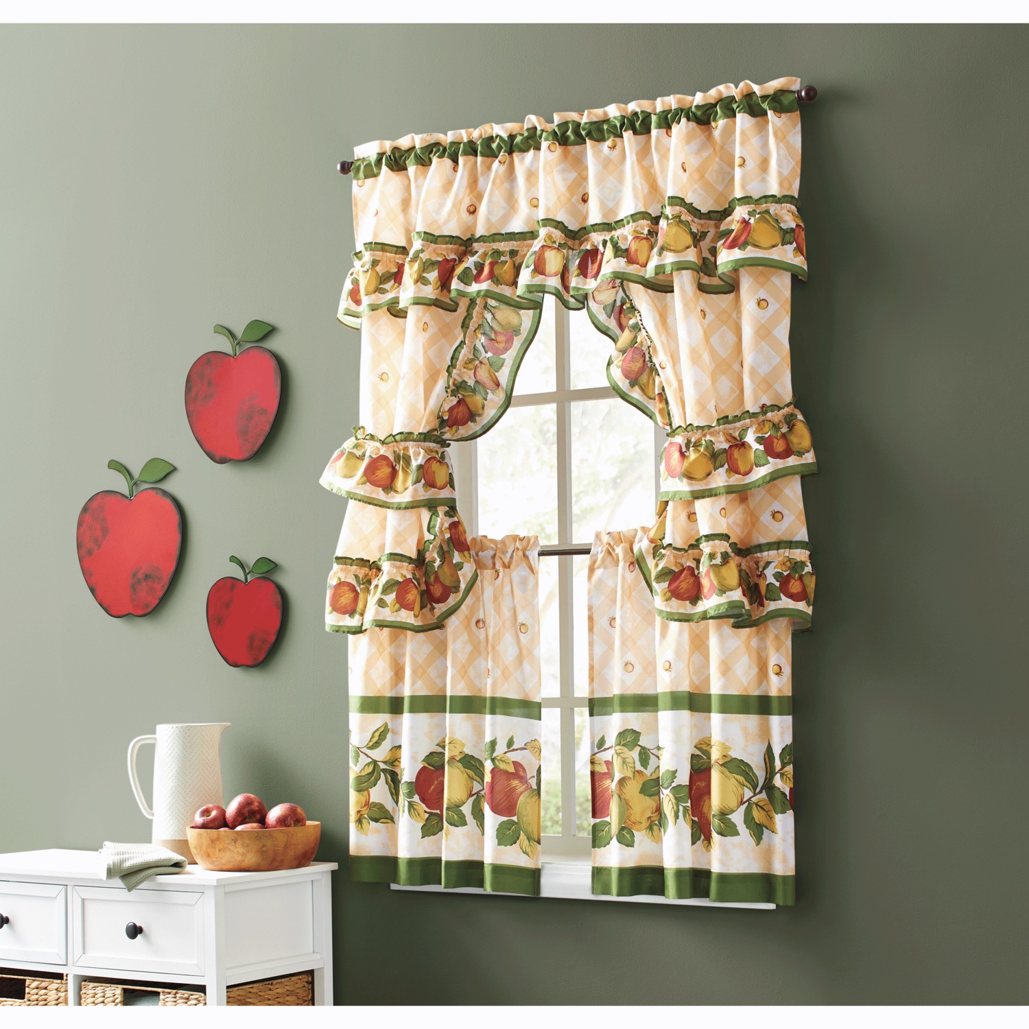 Green Apple Kitchen Window Set Country Door
