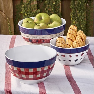 Set of 3 Americana Melamine Mixing Bowls, , large