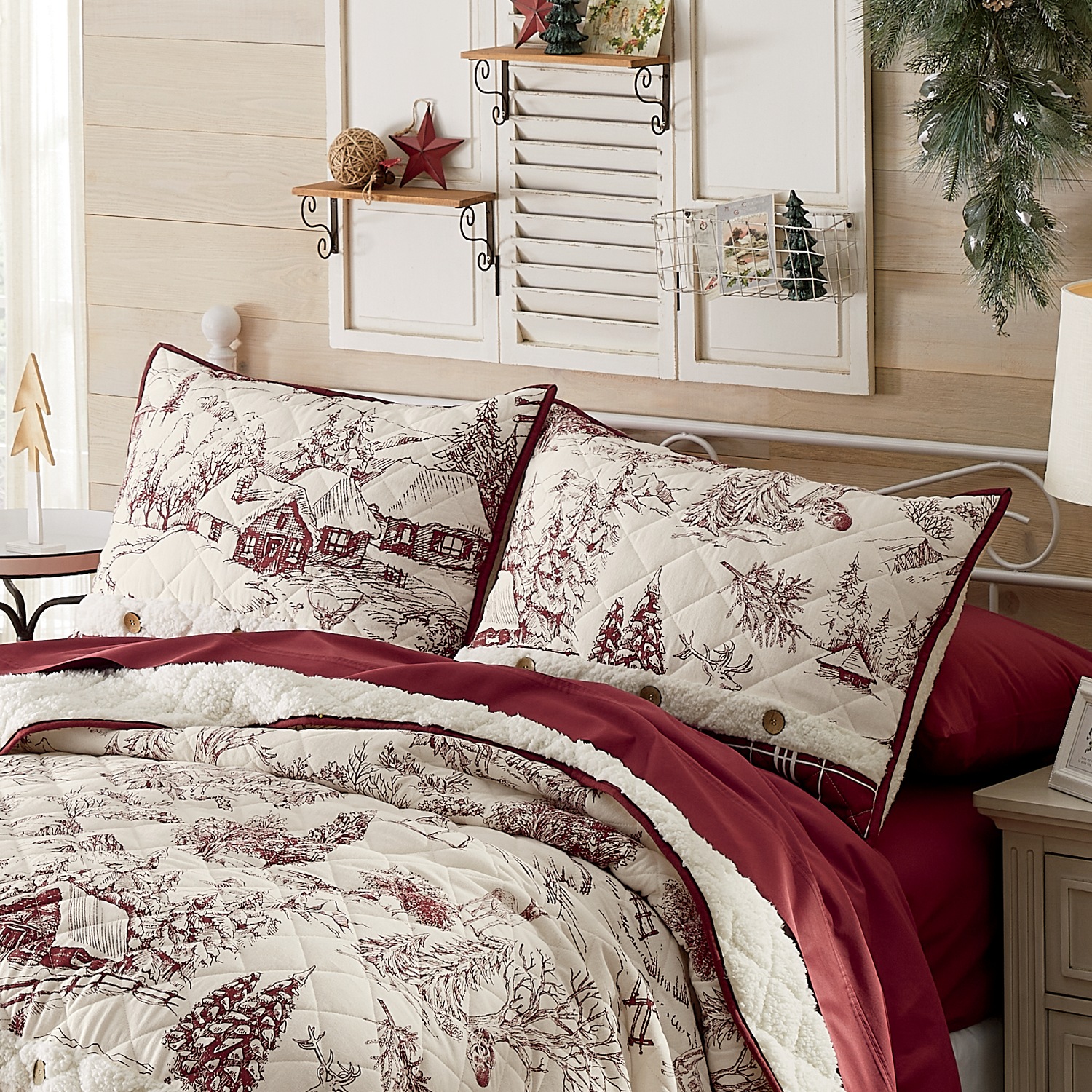 Frosty Farmhouse Sherpa Quilt and Sham Country Door