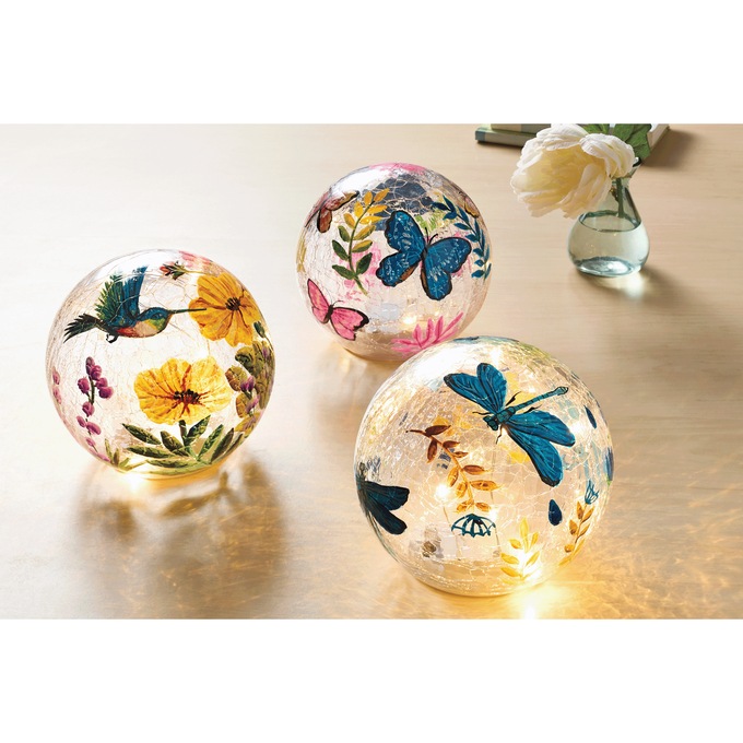 Choice of 3 Lit Glass Spring Orbs, , large