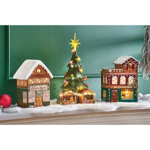 Lit Snowy Village Buildings - Buy All and Save, , large