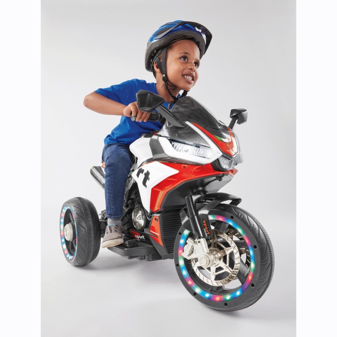 Ride-On Light-Up Motorcycle, Red Black, large