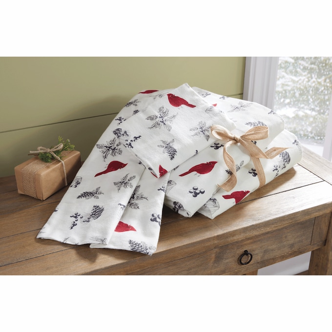 Cardinal Print Flannel Sheet Set, , large