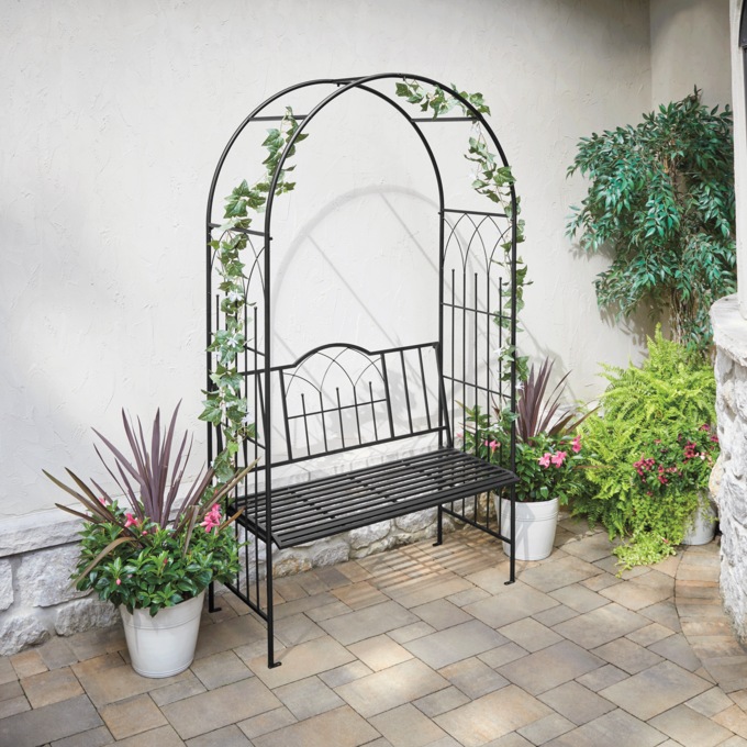 Garden Bench With Arch, , large