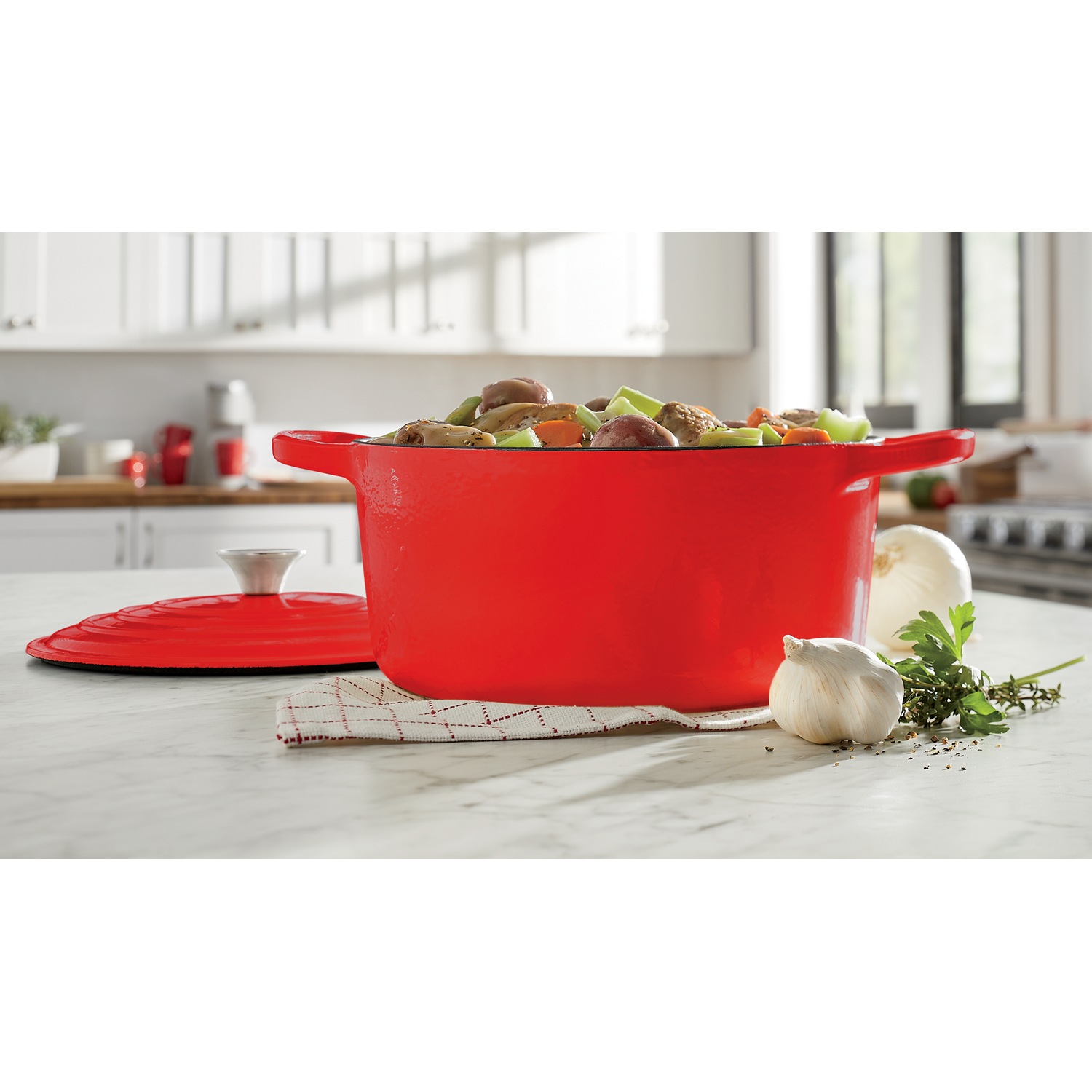 Enameled Cast Iron Cookware 5 Qt. Casserole with Lid Country Door