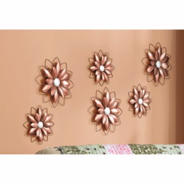 Set of 2 Copper-Colored Wall Flowers, , large