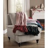 Bouclé Throw with Macrame Fringe, Black, large