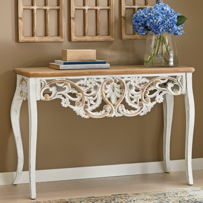 Aspen Carved Console Table, , large