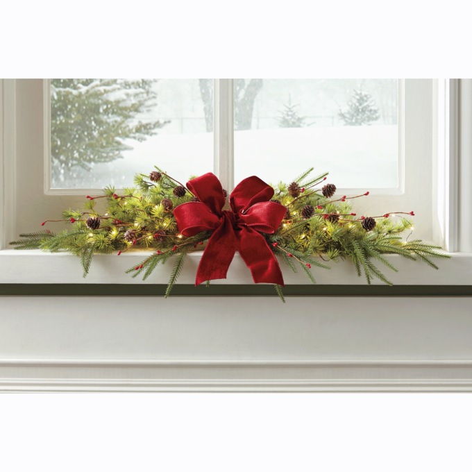 Lit Berry Evergreen Swag, , large