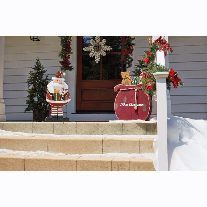 Chunky Wood Lit Jolly Santa, , large