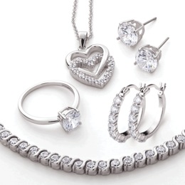 5-Piece Cubic Zirconia Silvertone Jewelry Set, , large