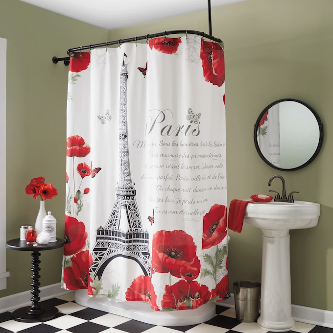 Paris Poppies Shower Curtain, , large