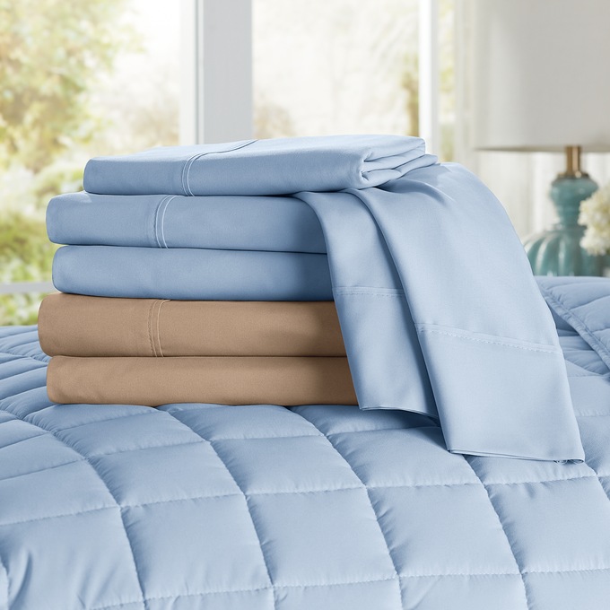 CoolMax Cooling Microfiber Sheet Set, Light Blue, large