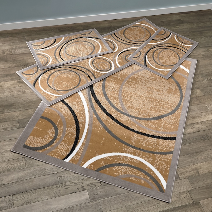 4-Piece Loops Rug Set, Beige, large