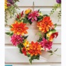 Lit Pink and Orange Dahlia Wreath, , large