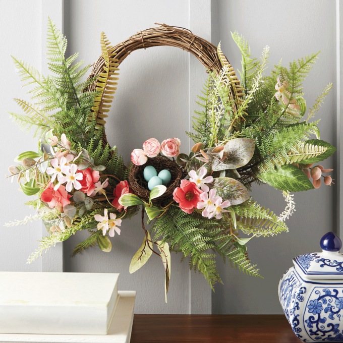 Fern Semi-Wreath with Nest, , large